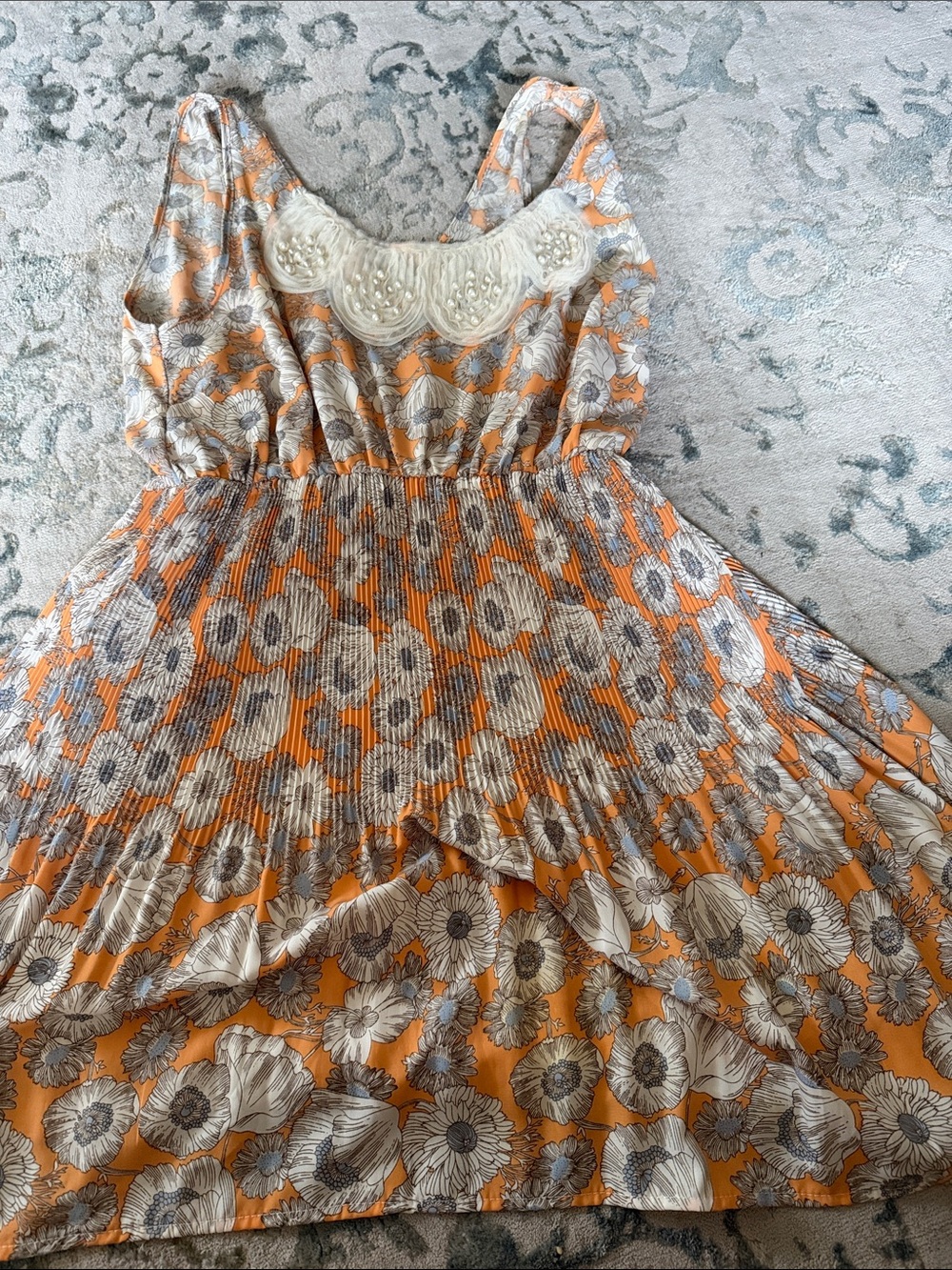 Peppermint Orange and Cream Floral dress , made in USA 🇺🇸